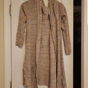Hooded long cardigan sweater
